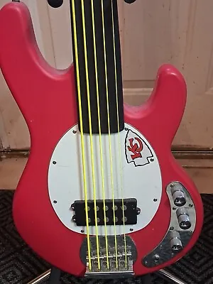 Fender Squier Fretless 5 String Bass Guitar Red And White • $250