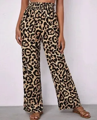 NWOT * Women's Leopard Print Palazzo Wide Leg Pants Sz Med  • £13.25