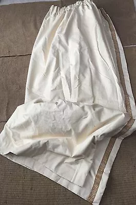 VINTAGE 1980's SINGLE IVORY WIDE STRIPE ( DOOR ) DRAPE 129  W X 84  L  GOLD TRIM • £150