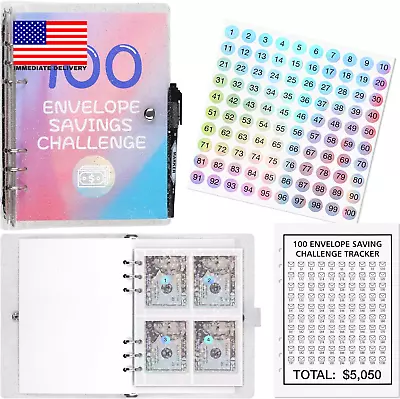 100 Envelope Money Saving Challenge Binder Shiny Laser A5 Money Saving Challeng • $10.23