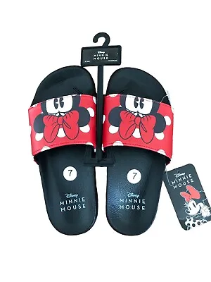 Disney Minnie Mouse Slides Women’s Sandals Red Black White NEW With Tags • $24.99