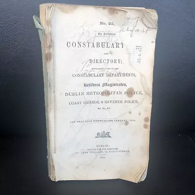 Unbelievably Rare Constabulary Directory - Dublin Metropolitan Police - 1854 • £24.99