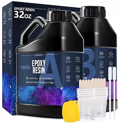 Epoxy Resin 32OZ - Crystal Clear Epoxy Resin Kit - No Yellowing No Bubble • $24.23