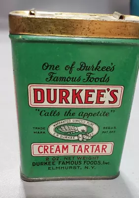 Durkee’s  CREAM TARTAR  Spice VTG Collectible Tin Can Elmhurst NY • $19.95