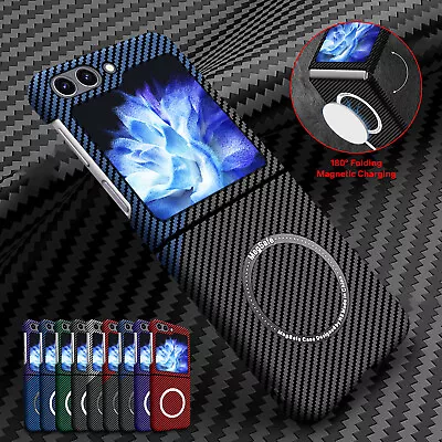 $17.76 • Buy For Samsung Galaxy Z Flip 5/4/3 5G Carbon Fiber MagSafe Magnetic Case Ultra Slim