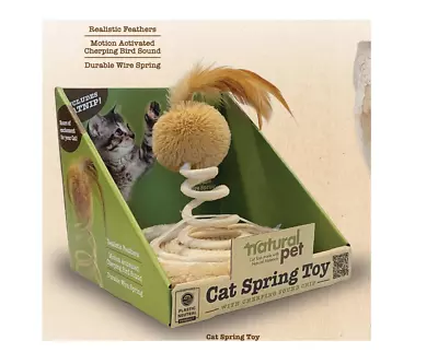 New! Natural Cat Spring Toy Interactive Motion Activated Bird Sound • $17.75