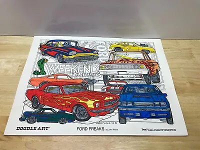 Vintage Doodle Art Coloring Poster Ford Freaks Cars 11x15 1982 Mustang • $24.99