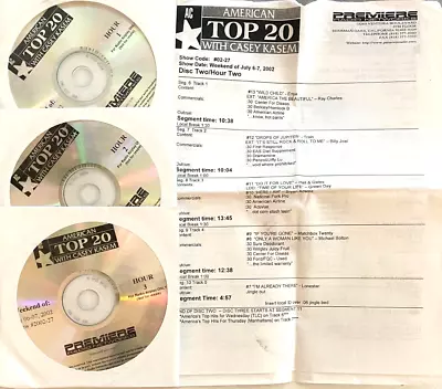 7/6/02 Casey Kasem At20 3 Hrs 3 Long Distance Dedications/5 America's Top Hits • $54.99