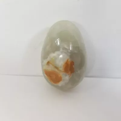 Vintage Hand Carved Alabaster Marble Egg Stone Easter White Rust • $13.99