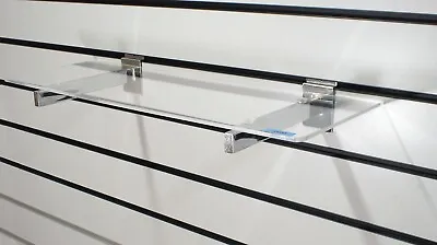 Clear Acrylic Flat Shelves & Brackets For Slatwall Panels Or Displays (J60+) • £17.01