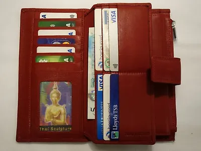 Leather Purse Wallet Organiser Extra Large With Many Features Top Brand Red RFID • £36.99