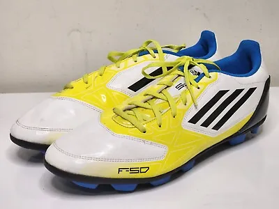 Adidas F50 Adizero Mens Soccer Boots Sz US 12 White Yellow Cleats Traxion • $69