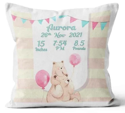 Personalised Any Text Baby Details Cushion Cover Birthday Gift Present 9 • £11.99