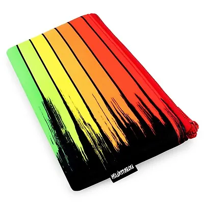 Fat Belly Fish - Single-Pocket Neoprene Pencil Case -Multi Stripe Rainbow Design • £4.89