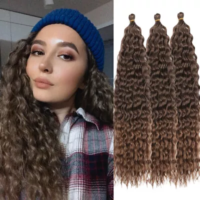 22  Deep Wave Crochet Hair Curls Ocean Wave Curly Twist Braiding Hair Extensions • £9.92