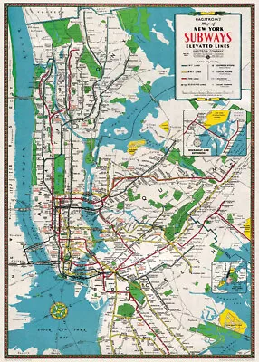 Cavallini & Co. New York City Subway Map Decorative Paper Sheet / Poster  • $10.95