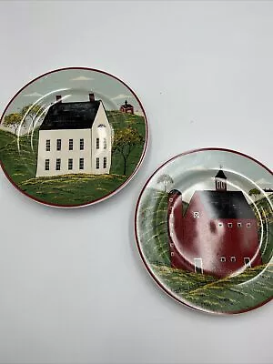 Brandon House By Warren Kimble Sakura 8  Plates Country Life Barn Set Of Two • $12