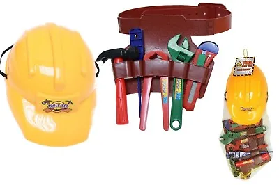 Kids Children Plastic Construction Helmet Toy Hard Hat Builder Worker Tools Belt • $16.42