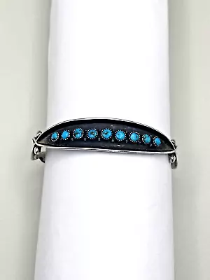 Vintage Zuni Sterling Cuff Bracelet Petite Snake Eye Turquoise Native American • £180.03