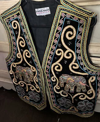 Womens Vest Vintage Elephant Motif Size S/M￼￼ Heavily Embroidered • $48