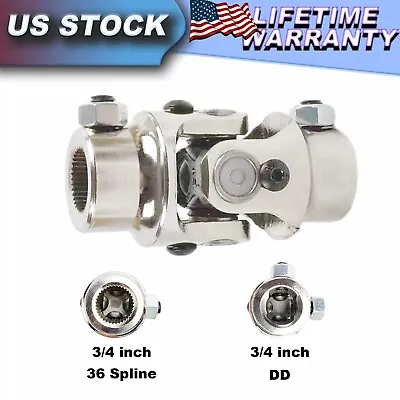 3/4-36 Spline X 3/4  DD Chrome Single Universal Steering U-Joint Shaft For Ford • $19.99