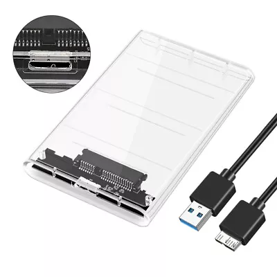 Hard Drive Enclosure 2.5 Inch USB 3.0 SATA Case External Clear Caddy HDD SSD AU • $9.79