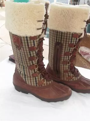 UGG Australia 3226 Edmonton Lace Up Leather Plaid Sheepskin Winter Boots Sz 8 • $42.37