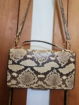 Vintage Genuine  Leather Python Snake Skin Cross Body Shoulder Handbag Purse • $74.95
