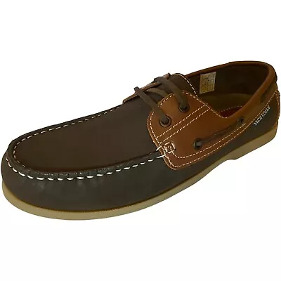 Yachtsman Seafarer Men's Brown Lace Up Leather Boat Style Deck Shoes UK 10 NEW • £19.99