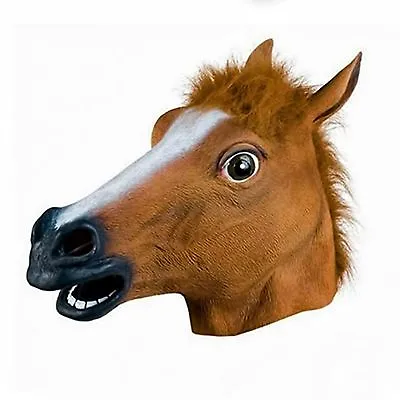 Rubber Horse Head Mask Latex Fancy Dress Party Animal Masks Panto Stag • £12.97