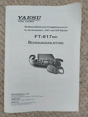 Yaesu FT-817nd Original Instruction/owner's Manual In German • £7.95