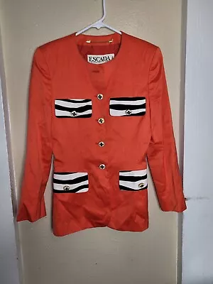 Escada Margaretha Ley Vintage Blazer  Red Orange Size 34 Womens 80s 90s • $39