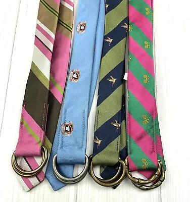 J. Crew D-Ring Neck Tie Style Belts M/L 100% Silk Themed Ties Lot Of 4 • $48.99