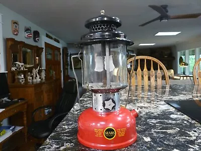 RARE RED Vintage 1964 SEARS Roebuck Double Mantle Coleman Fuel Lantern Model 476 • $275