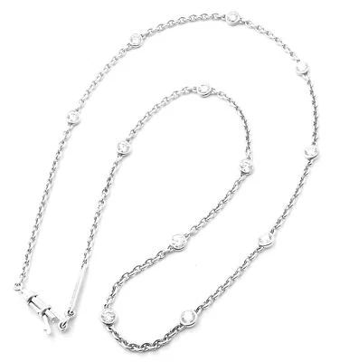 $9025 • Buy Authentic! Cartier 18k White Gold 1.5ct Diamond By The Yard Chain Necklace