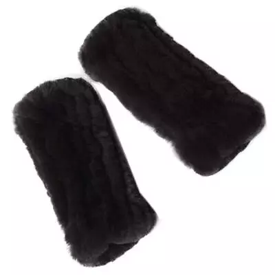Women Real Rabbit Fur Gloves Mittens Winter Knit Warm Fingerless Hand Warmer • $41.66