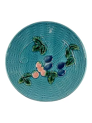 Zell Made In Germany Majolica Basket Weave Fruit Design Plate 9 1/4  Vintage • $79.95