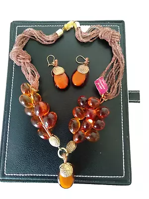 Vintage Jewellery GenuineTagged Murano Glass Statement Necklace & Earrings Set • £50