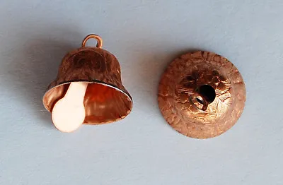 $1.99 • Buy VINTAGE 2 TINY SMALL COPPER PLATED METAL BELL CHARMS PENDANTS BEADS 1/2 Inch 