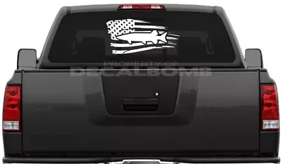 Muskie Distorted Flag Fishing Decal Sticker Fish Diesel Turbo Rod Boat Truck Pro • $13.99