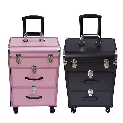 $95 • Buy Professional Rolling Makeup Trolley Train Case Box Organizer Salon Cosmetic 