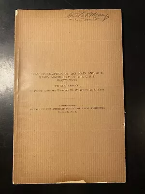 1898 Steam Consumption Of Main Auxiliary Machinery USS Minneapolis White US Navy • $30