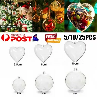 1~25x Christmas Ball Plastic Baubles Clear Fillable Xmas Tree Decor Ornament CZ • $24.40