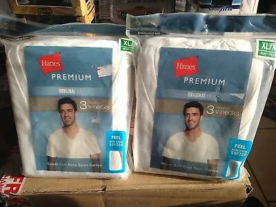 $11.87 • Buy Hanes Premium Original Fit V-Neck Mens T-Shirts White (3) Pack Size XL X 2 Packs