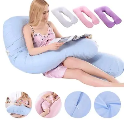 $15.99 • Buy U Shape Colored Pregnancy Pillow Maternity Belly Contoured Full Body With Cover