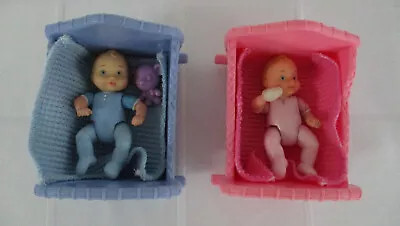 Vintage Fisher Price Loving Family Doll House Twin Cribbs With Twin Babies 2000 • $50