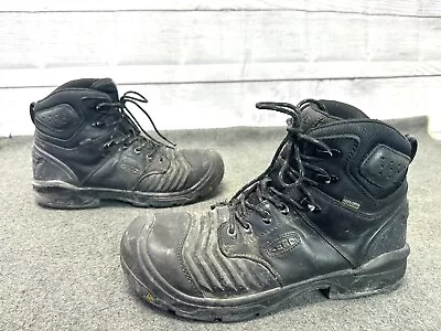 Mens KEEN Black Leather Steel Toe Work Boots Waterproof Size 11.5 D • $50