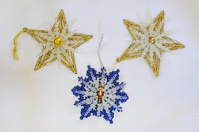 ❄️Hand Crafted Vintage Look Christmas Ornaments Stars & Snowflake • $6.99