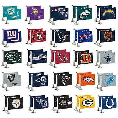 Football Car Hood / Trunk Ambassador Flags Set Of Two 4  X 6  Double Sided • $16.28