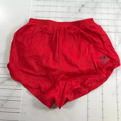 Vintage Adidas Running Shorts Mens S 28-30 Red Shimmery Striped Blue Trefoil • $79.99